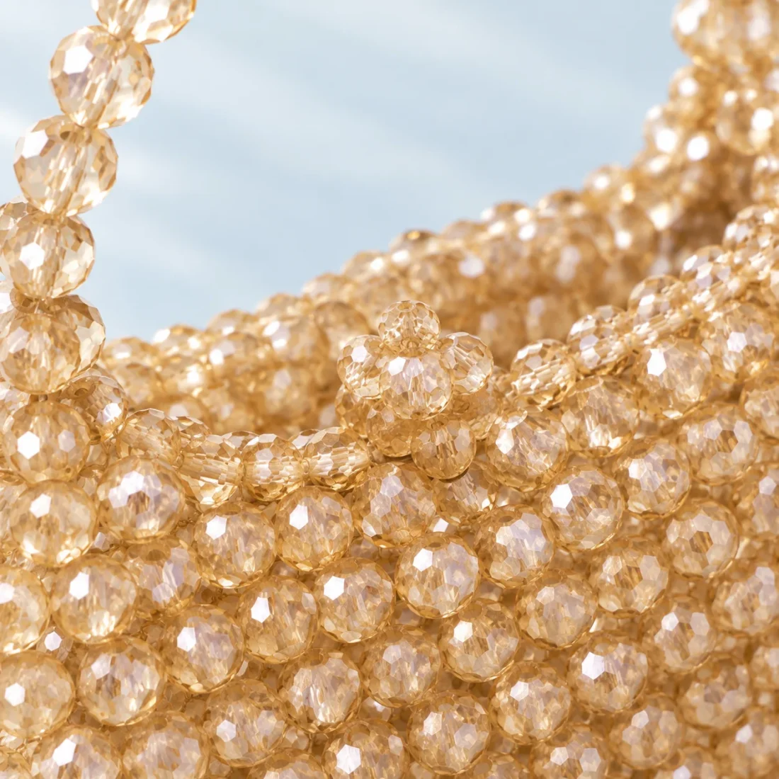 Champagne Crescent, beadwork close-up