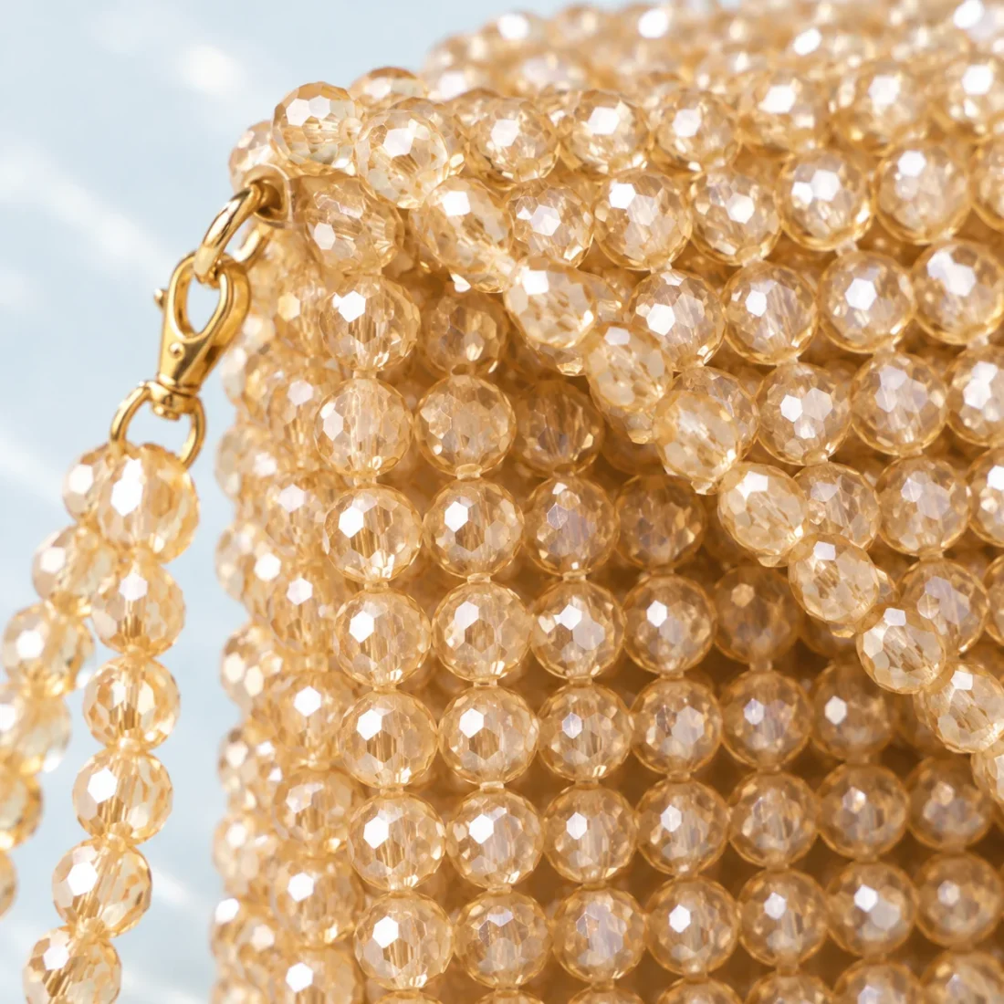 Champagne Envelope Clutch, beadwork close-up