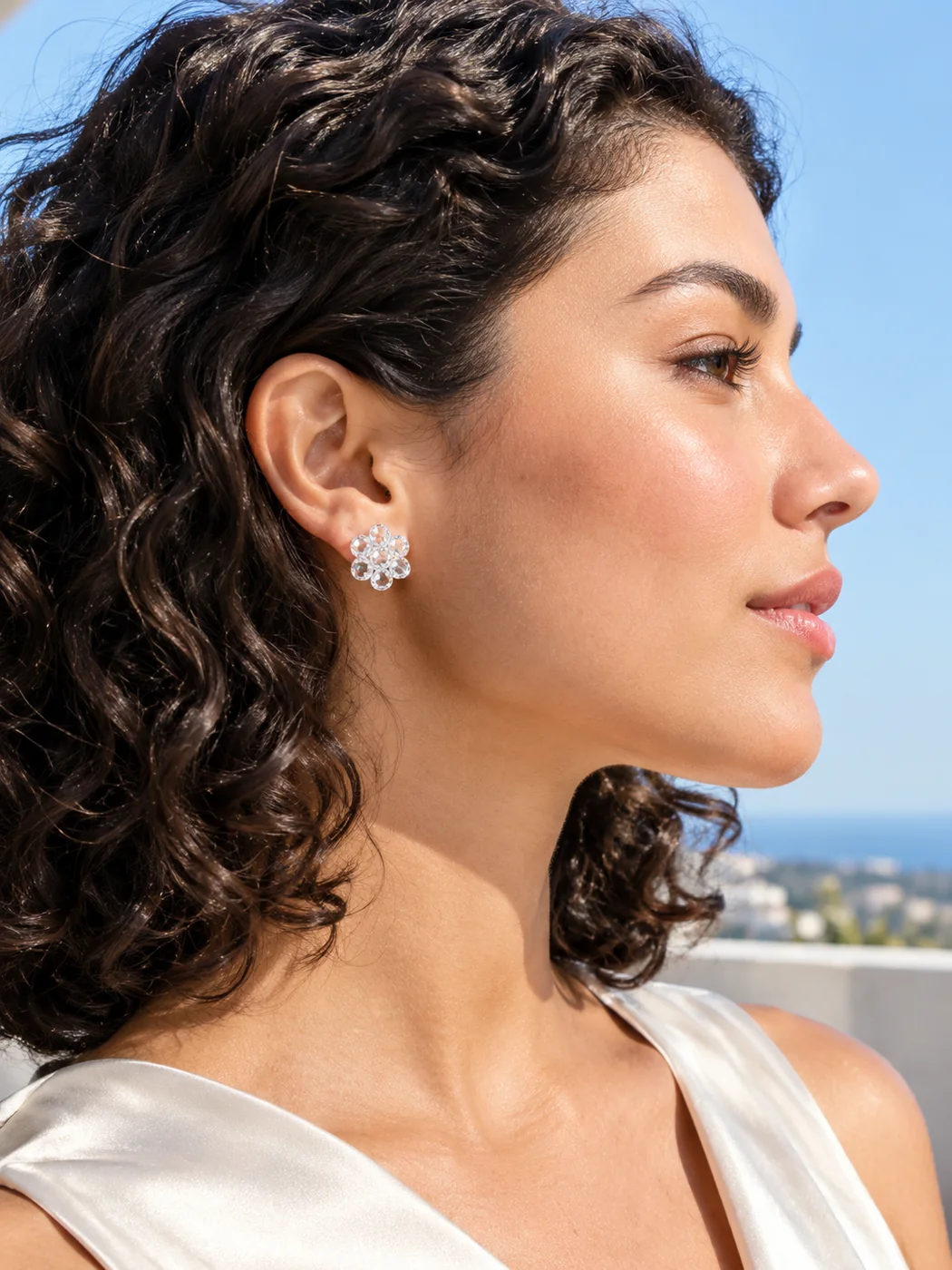 Clear Cluster Studs, worn