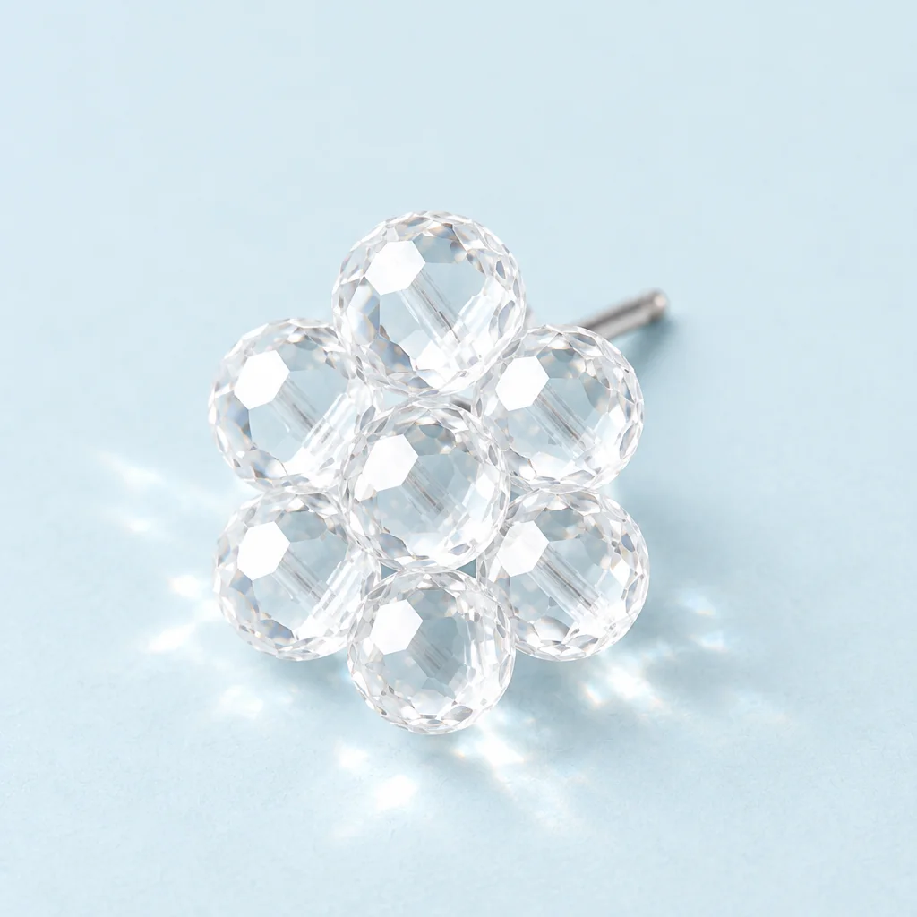 Clear Cluster Studs, fitting close-up