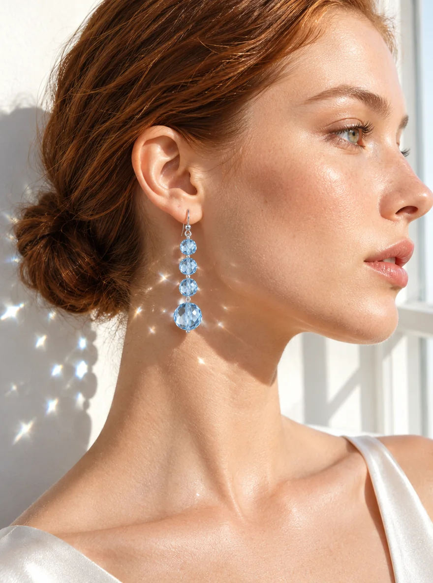 Glacier Drop Earrings, worn