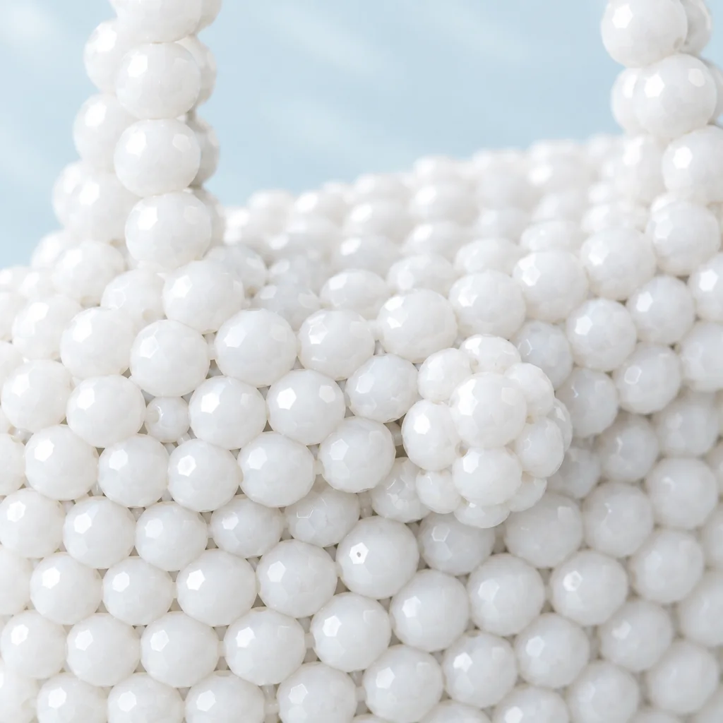 Milk Heart Mini, beadwork close-up